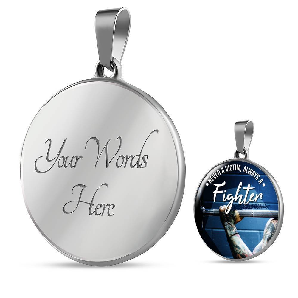 Never A Victim Circle Necklace Stainless Steel or 18k Gold 18-22"-Express Your Love Gifts