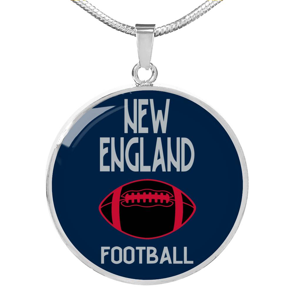 New England Circle Pendant Football Fan Necklace Stainless Steel or 18k Gold 18-22" - Express Your Love Gifts