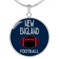 New England Circle Pendant Football Fan Necklace Stainless Steel or 18k Gold 18-22" - Express Your Love Gifts