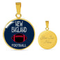 New England Circle Pendant Football Fan Necklace Stainless Steel or 18k Gold 18-22" - Express Your Love Gifts
