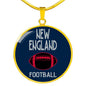New England Circle Pendant Football Fan Necklace Stainless Steel or 18k Gold 18-22" - Express Your Love Gifts
