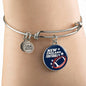 New England Fan Circle Pendant Stainless Steel or 18k Gold Finish Bracelet Bangle - Express Your Love Gifts