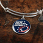 New England Fan Circle Pendant Stainless Steel or 18k Gold Finish Bracelet Bangle - Express Your Love Gifts