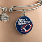 New England Fan Circle Pendant Stainless Steel or 18k Gold Finish Bracelet Bangle - Express Your Love Gifts