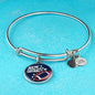 New England Fan Circle Pendant Stainless Steel or 18k Gold Finish Bracelet Bangle - Express Your Love Gifts
