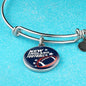 New England Fan Circle Pendant Stainless Steel or 18k Gold Finish Bracelet Bangle - Express Your Love Gifts