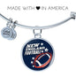 New England Fan Circle Pendant Stainless Steel or 18k Gold Finish Bracelet Bangle - Express Your Love Gifts