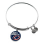 New England Fan Circle Pendant Stainless Steel or 18k Gold Finish Bracelet Bangle - Express Your Love Gifts