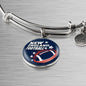 New England Fan Circle Pendant Stainless Steel or 18k Gold Finish Bracelet Bangle - Express Your Love Gifts