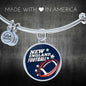 New England Fan Circle Pendant Stainless Steel or 18k Gold Finish Bracelet Bangle - Express Your Love Gifts