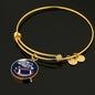 New England Fan Circle Pendant Stainless Steel or 18k Gold Finish Bracelet Bangle - Express Your Love Gifts