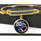 New England Fan Circle Pendant Stainless Steel or 18k Gold Finish Bracelet Bangle - Express Your Love Gifts