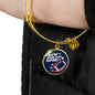New England Fan Circle Pendant Stainless Steel or 18k Gold Finish Bracelet Bangle - Express Your Love Gifts