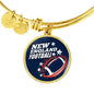New England Fan Circle Pendant Stainless Steel or 18k Gold Finish Bracelet Bangle - Express Your Love Gifts