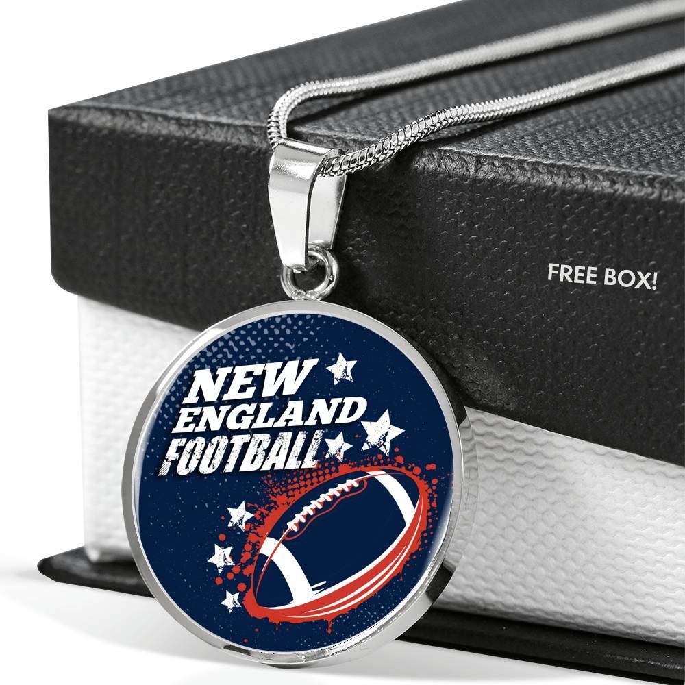 New England Fan Football Gift Circle Necklace - Express Your Love Gifts