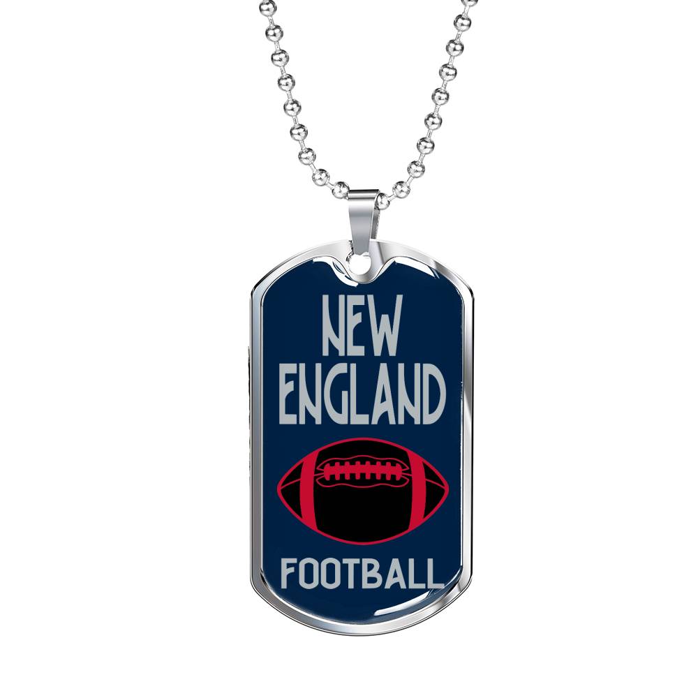 New England Fan Necklace Dog Tag Stainless Steel or 18k Gold 24" Chain - Express Your Love Gifts
