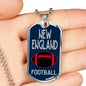 New England Fan Necklace Dog Tag Stainless Steel or 18k Gold 24" Chain - Express Your Love Gifts