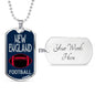 New England Fan Necklace Dog Tag Stainless Steel or 18k Gold 24" Chain - Express Your Love Gifts