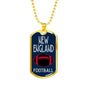New England Fan Necklace Dog Tag Stainless Steel or 18k Gold 24" Chain - Express Your Love Gifts