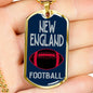New England Fan Necklace Dog Tag Stainless Steel or 18k Gold 24" Chain - Express Your Love Gifts