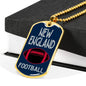 New England Fan Necklace Dog Tag Stainless Steel or 18k Gold 24" Chain - Express Your Love Gifts