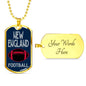 New England Fan Necklace Dog Tag Stainless Steel or 18k Gold 24" Chain - Express Your Love Gifts