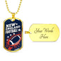 New England Football Necklace Stainless Steel or 18k Gold Dog Tag 24" Chain-Express Your Love Gifts