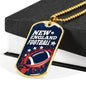 New England Football Necklace Stainless Steel or 18k Gold Dog Tag 24" Chain-Express Your Love Gifts