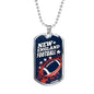 New England Football Necklace Stainless Steel or 18k Gold Dog Tag 24" Chain-Express Your Love Gifts
