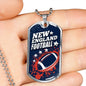 New England Football Necklace Stainless Steel or 18k Gold Dog Tag 24" Chain-Express Your Love Gifts
