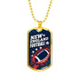 New England Football Necklace Stainless Steel or 18k Gold Dog Tag 24" Chain-Express Your Love Gifts