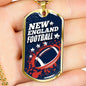 New England Football Necklace Stainless Steel or 18k Gold Dog Tag 24" Chain-Express Your Love Gifts