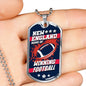 New England Home Of Winning Football Necklace Stainless Steel or 18k Gold Dog Tag 24" Chain-Express Your Love Gifts