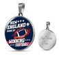 New England Winning Football Circle Necklace Stainless Steel or 18k Gold 18-22" - Express Your Love Gifts