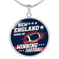 New England Winning Football Circle Necklace Stainless Steel or 18k Gold 18-22" - Express Your Love Gifts
