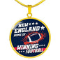 New England Winning Football Circle Necklace Stainless Steel or 18k Gold 18-22" - Express Your Love Gifts