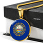 New Hampshire State Flag Stainless Steel or 18k Gold Circle Pendant 18-22" - Express Your Love Gifts