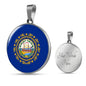 New Hampshire State Flag Stainless Steel or 18k Gold Circle Pendant 18-22" - Express Your Love Gifts