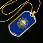 New Hampshire State Flag Stainless Steel or 18k Gold Dog Tag 24" Chain - Express Your Love Gifts