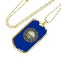 New Hampshire State Flag Stainless Steel or 18k Gold Dog Tag 24" Chain - Express Your Love Gifts