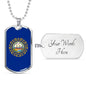 New Hampshire State Flag Stainless Steel or 18k Gold Dog Tag 24" Chain - Express Your Love Gifts