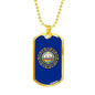 New Hampshire State Flag Stainless Steel or 18k Gold Dog Tag 24" Chain - Express Your Love Gifts