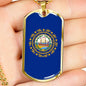 New Hampshire State Flag Stainless Steel or 18k Gold Dog Tag 24" Chain - Express Your Love Gifts