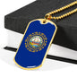 New Hampshire State Flag Stainless Steel or 18k Gold Dog Tag 24" Chain - Express Your Love Gifts
