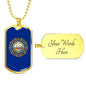 New Hampshire State Flag Stainless Steel or 18k Gold Dog Tag 24" Chain - Express Your Love Gifts
