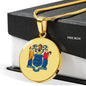 New Jersey State Flag Necklace Stainless Steel or 18k Gold Circle Pendant 18-22" - Express Your Love Gifts
