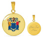 New Jersey State Flag Necklace Stainless Steel or 18k Gold Circle Pendant 18-22" - Express Your Love Gifts