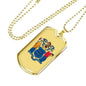 New Jersey State Flag Necklace Stainless Steel or 18k Gold Dog Tag 24" Chain - Express Your Love Gifts