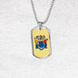 New Jersey State Flag Necklace Stainless Steel or 18k Gold Dog Tag 24" Chain - Express Your Love Gifts