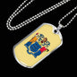 New Jersey State Flag Necklace Stainless Steel or 18k Gold Dog Tag 24" Chain - Express Your Love Gifts